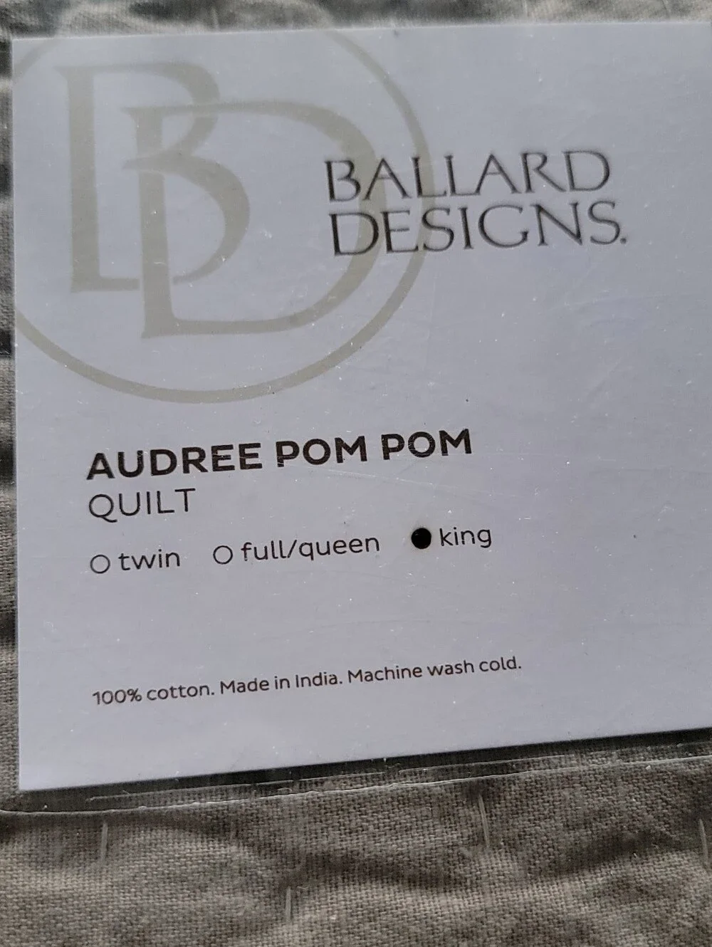 NWT Ballard Designs Audree Pom Pom Quilt King Bedding Set, Quilt+Two Euro Shams